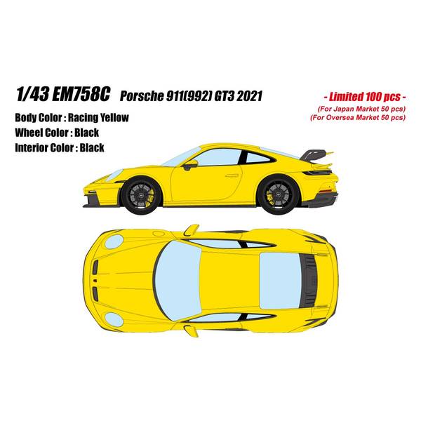 アイドロン 1/43 ポルシェ 911 992 GT3 2021 レーシングイエロー 成し遂げる品ミニカー EM758C