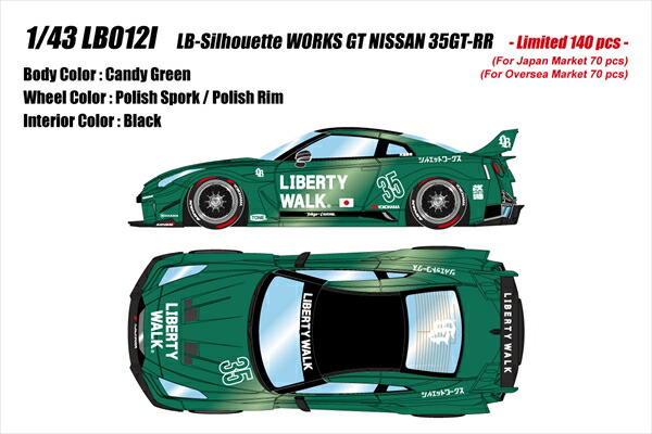 【9月取って置く】アイドロン 1/43 LB-Silhouette WORKS GT 35GT-RR7 砂糖菓子緑であること 遣っ付ける品ミニカー LB012I