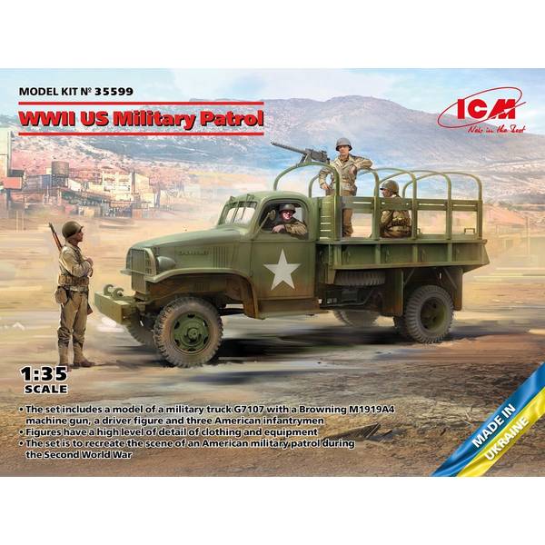 ICM 1/35 WWII G7107 米軍パトロール軍用車 w/MG M1919A4 スケールモデル 35599