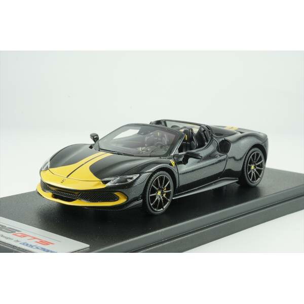 ルックスマート 1/43 フェラーリ 296 GTS ネロデイトナ/イエローリバリー/アセットフィオラノ 打ち上げる品ミニカー LS538I 乗り物のおもちゃ-おもちゃ