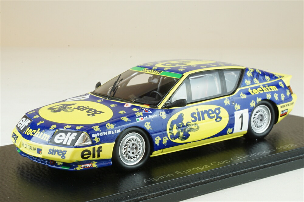 スパーク 1/43 アルピーヌ V6 ターボ No.1 ルノー Elf ターボ 1988 ヨーロッパカップ チャンピオン M.Sigala 完成品ミニカー S7333｜ポストホビーミニカーショップ