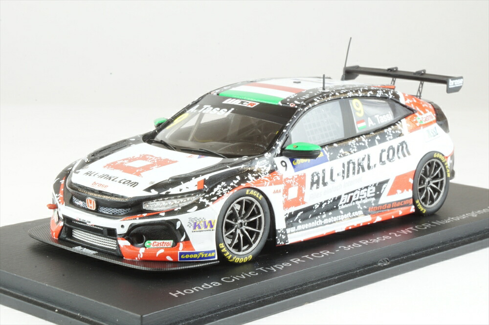 ぴかぴか光る 1/43 ホンダ シビック Type R TCR No.9 2020 FIA世界・ツーリングカー・優勝杯 スピード競技2 3位 A.Tassi 為し終わる品ミニカー S8964 ミニカー・トイカー-おもちゃ-車
