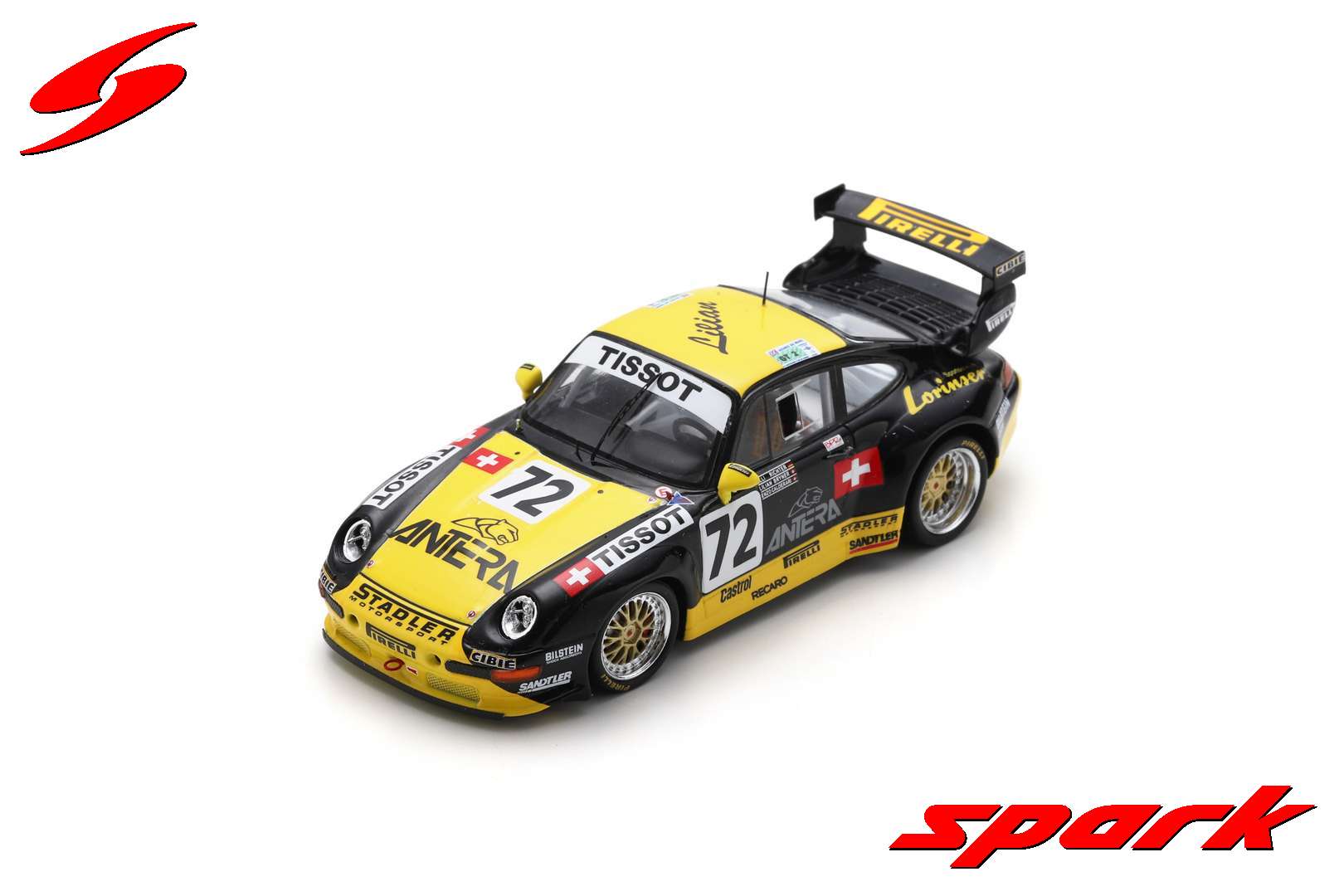 スパーク 1/43 ポルシェ 911 GT2 No.72 1996 ル・マン24時間 E.Calderari/L.Bryner/U.Richter 完成品ミニカー S5523