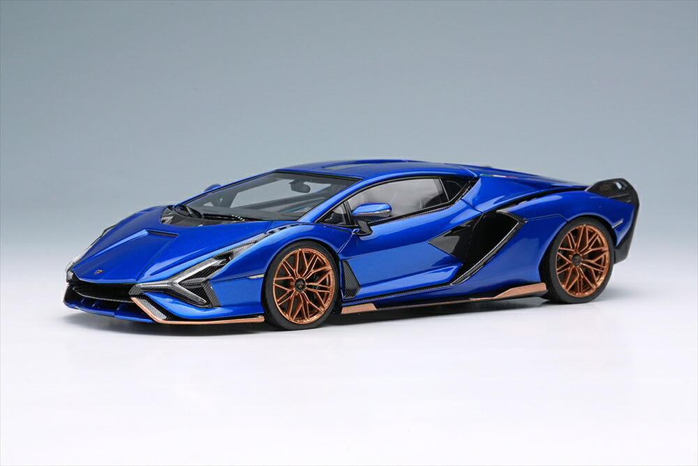 アイドロン コレクション 1/43 ランボルギーニ シアン FKP 37 2019 ストライプ付き ブルーサイデリス 完成品ミニカー EM675B|ポストホビーミニカーショップ