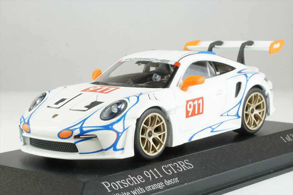 ミニチャンプス 1/43 ポルシェ 911 992 GT3RS 2023 ホワイト/オレンジデコレーション 完成品ミニカー 410062115