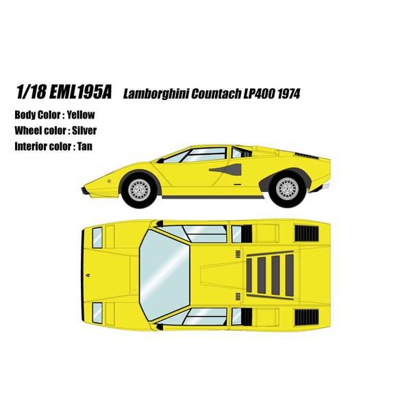 アイドロン 1/18 ランボルギーニ カウンタック LP400 1974 イエロー 完成品ミニカー EML195A｜ポストホビーミニカーショップ
