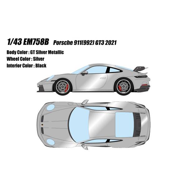 アイドロン 1/43 ポルシェ 911 992 GT3 2021 GTシルバーメタリック 成し遂げる品ミニカー EM758B