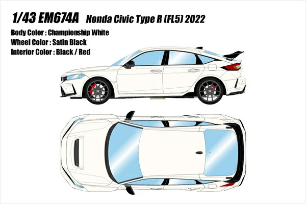 【9月取っておく】アイドロン 1/43 Honda Civic Type R (FL5) 2022 チャンピオンシップ白いこと 切り上げる品ミニカー EM674A