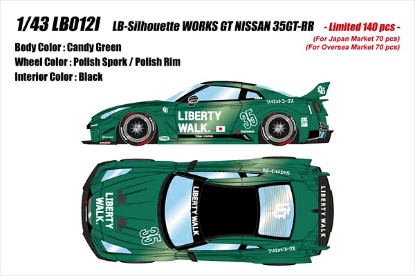 【9月取って置く】アイドロン 1/43 LB-Silhouette WORKS GT 35GT-RR7 砂糖菓子緑であること 遣っ付ける品ミニカー LB012I