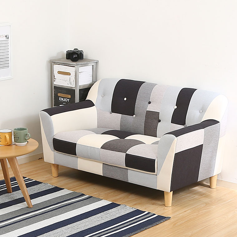 ソファ ソファー 2人掛け コンパクト 北欧 ファブリック パッチワーク ローソファー 2人掛けソファ 一人暮らし ワンルーム 肘掛け おしゃれ ソファ2p シーザー パッチワーク Drdanacarson Org