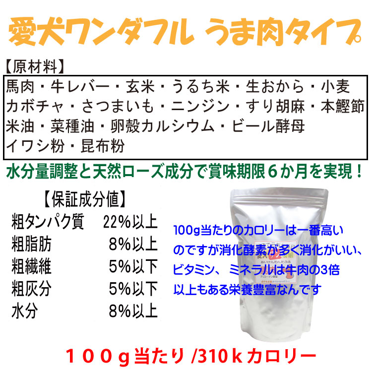 国産 無添加 自然食 健康 こだわり食材 ドッグフード 【 愛犬ワンダフル 】 馬肉タイプ 800ｇ 6個(4.8kg)セット （普通粒 小粒） 全犬種対応 ドライフード 低カロリー 高たんぱく 低脂肪 ダイエット シニア犬 涙やけ 目やに 体臭 ドックフード 高齢犬