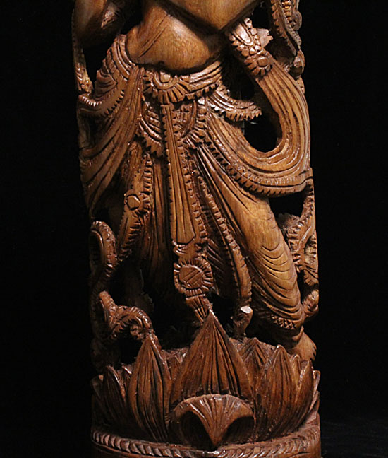 クリシュナ神仏像・チェリー・総手彫り 恋愛 愛情 アート・美術品