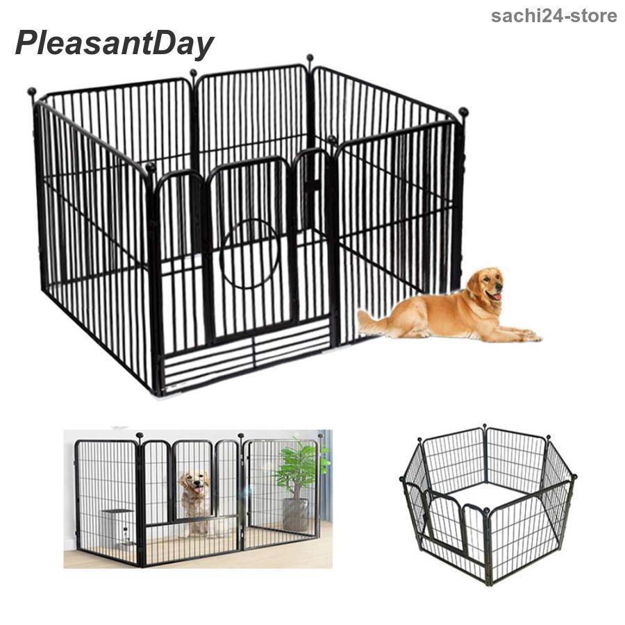 ペットサークル スチール製 ペットフェンス 犬ゲージ ドア付き DIY 脱走防止柵 侵入防止 大型犬用 ゲート 中型犬 6枚 屋内 屋外 留守番 取付け簡単 80*90cm レイ老人の日|パワフル55ショップ