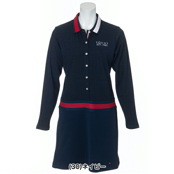 トミーヒルフィガー 秋冬 ゴルフウェア Tommy Hilfiger 21年秋冬モデル トミーヒルフィガー レディース 長袖ワンピース Thla155 00 ホワイト S 21 ゴルフウエア 秋 冬