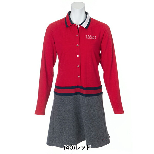 トミーヒルフィガー 秋冬 ゴルフウェア Tommy Hilfiger 21年秋冬モデル トミーヒルフィガー レディース 長袖ワンピース Thla155 00 ホワイト S 21 ゴルフウエア 秋 冬