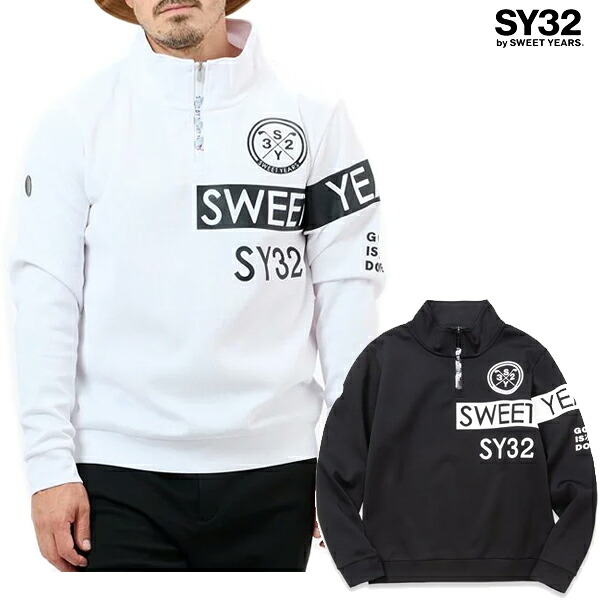 【特価】SY32 秋冬模範例 メンズ ダブルラッセル ティーシャツ ハーフジップ 上衣 SYG-24A020【24】 スポーツ・アウトドア-ゴルフ