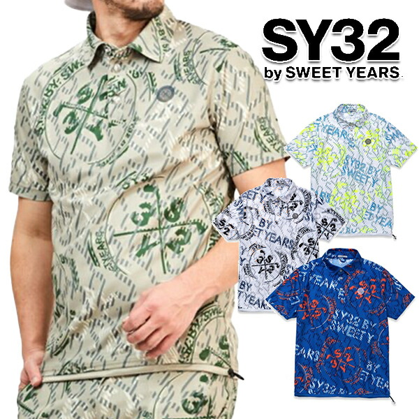 【特価】SY32 春夏真似形 メンズ RECYCLE BIG CROSS GRAPHIC KANOKO POLO 半袖ティーシャツ SYG-24S31 エスワイ32【24】