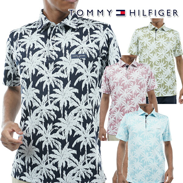 【特価】★トミーヒルフィガー 春夏青写真 メンズ パームツリー 半袖プルオーバー THMA438 TOMMY HILFIGER【24】