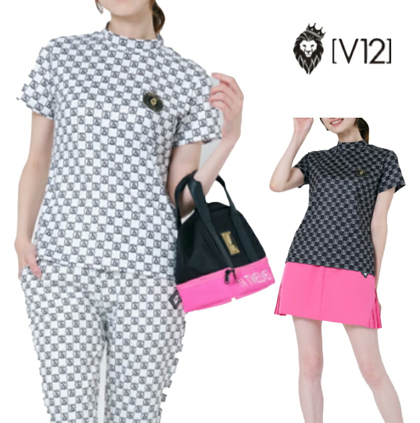 V12 春夏モデル レディース MONOGRAM 半袖 モックネックシャツ V122410-MK10【24】
