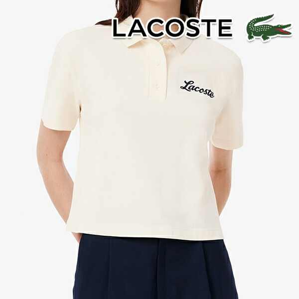 ラコステ 2025年春夏モデル レディース ショート&ワイド ゴルフ 半袖 ポロシャツ PF8601-10 LACOSTE【25】