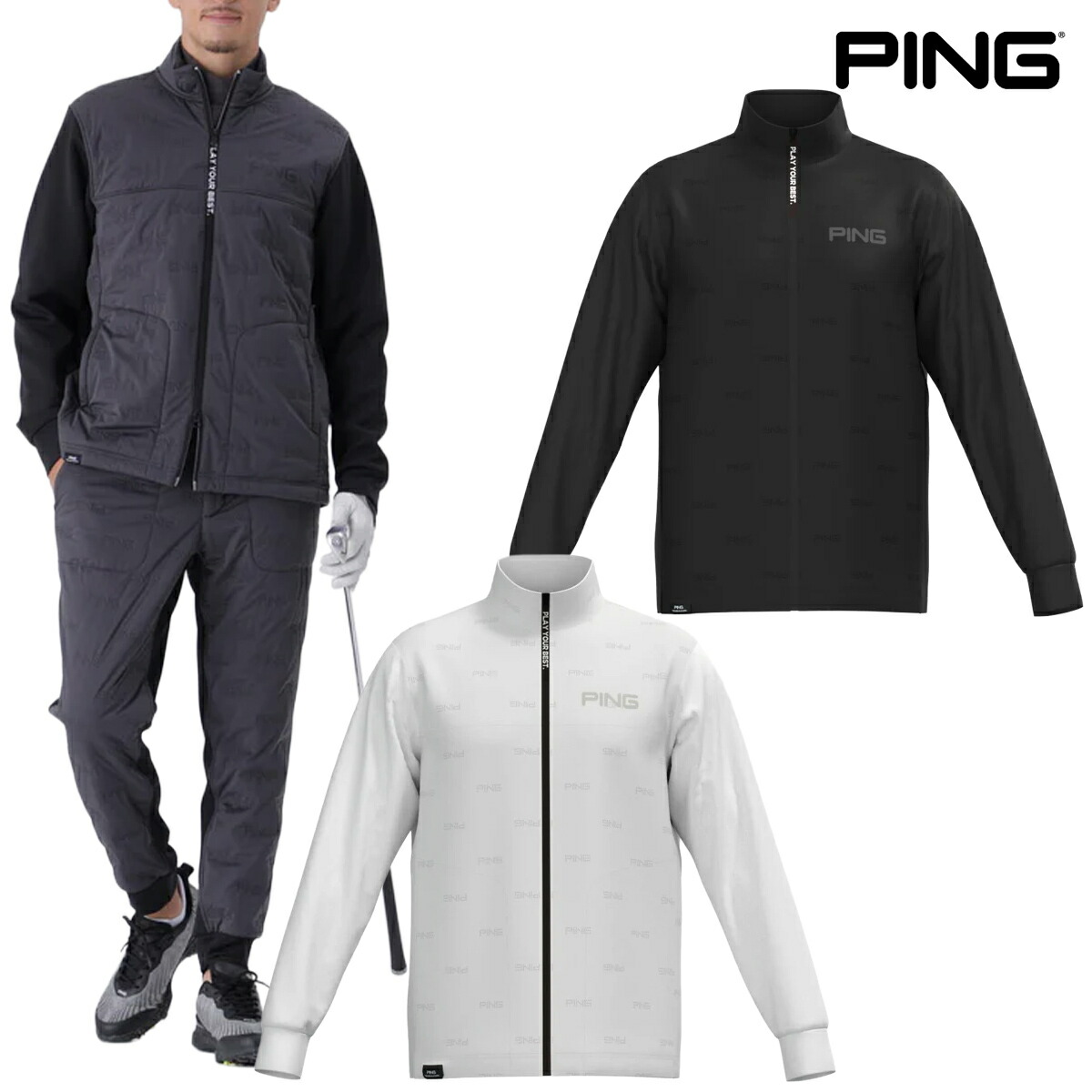 楽天市場】ピン PING ハイブリッド ダウンジャケット [Black×Black