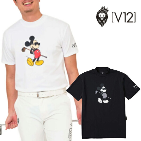 V12 2025年春夏ひな形 メンズ SM MOCK モックネック 半袖プルオーバー ウォルトディズニー寄せあわせ ミッキーマウス V122515-MK01【25】