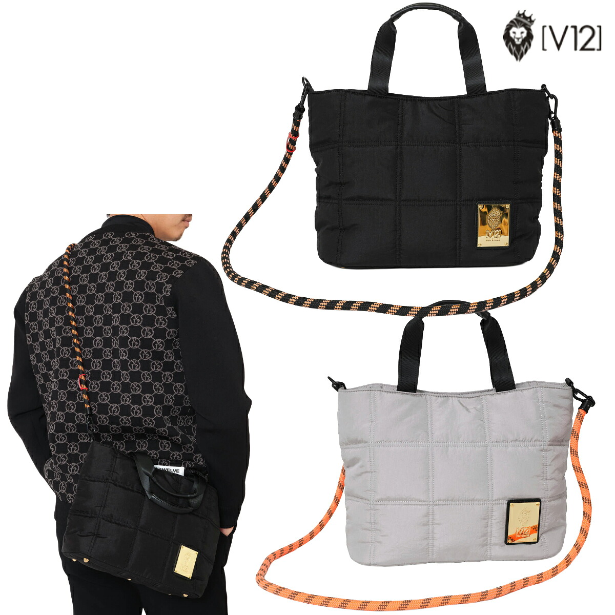 V12 2025年秋冬モデル ユニセックス QUILT CART BAG カートバック V122520-BG05 ラウンドバッグ【25】