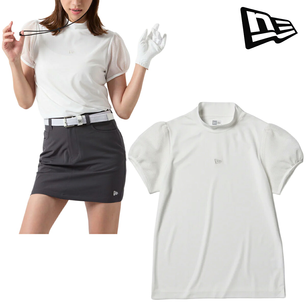 ニューエラ 2026年春夏モデル レディース GFW SS MESH SLEEVE M NECK TEE OWHI 半袖 ハイネックシャツ 14859875【26SS】