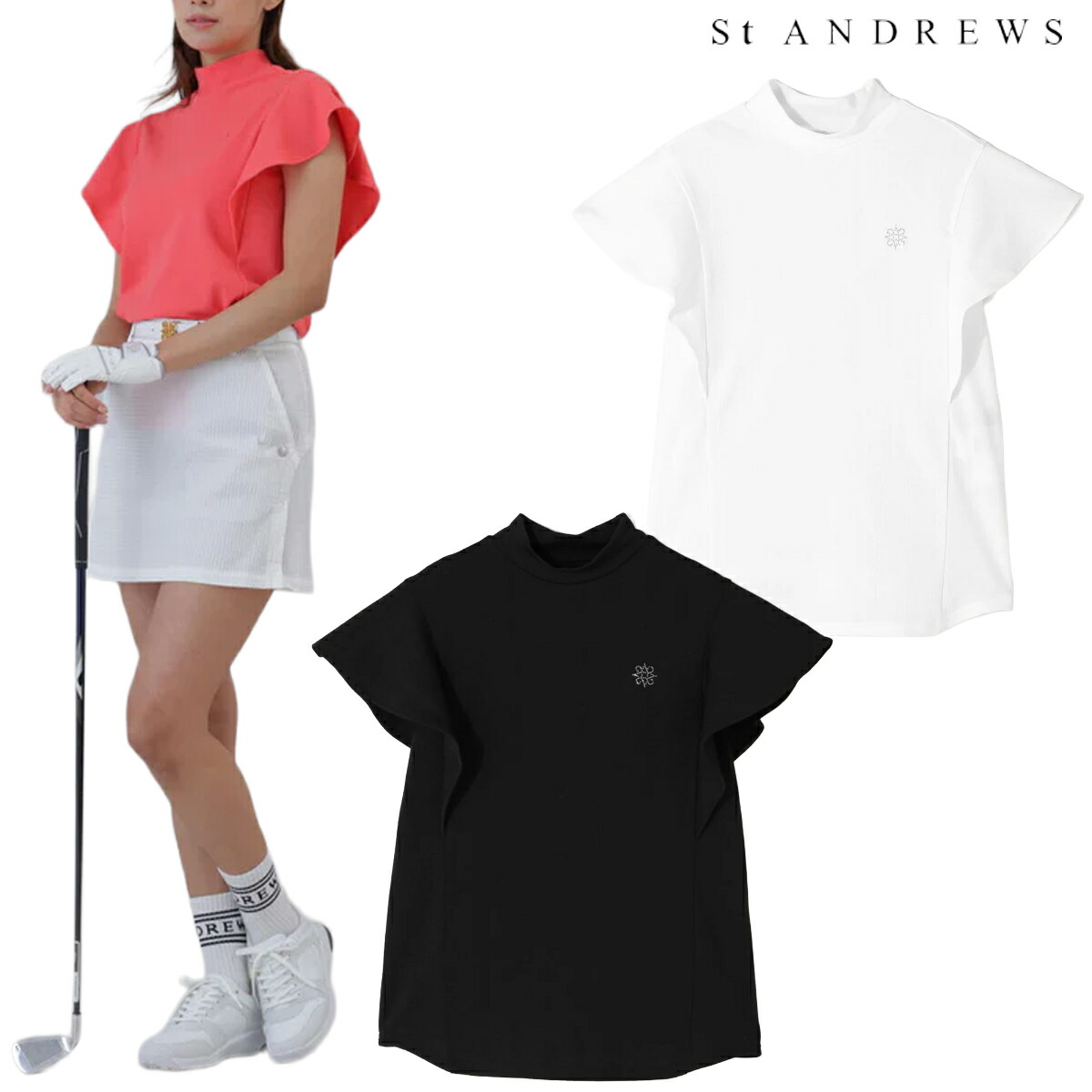 セントアンドリュース 2026年春夏モデル レディース タックジャガード 半袖ハイネックシャツ 043-6267702【26SS】｜パワーゴルフ（PowerGolf）