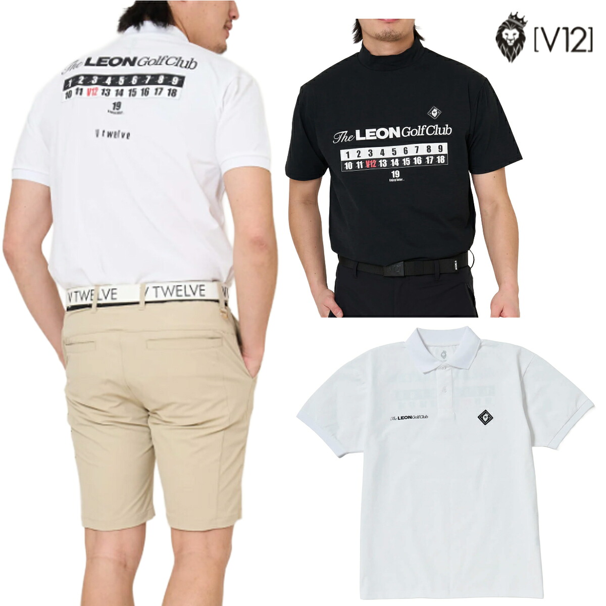 【V12×LEON二人三脚】V12 2026年春夏真似形 メンズ LEON GC set B モックネック スポーツシャツ 2枚書き割り V122611-PL18【26SS】
