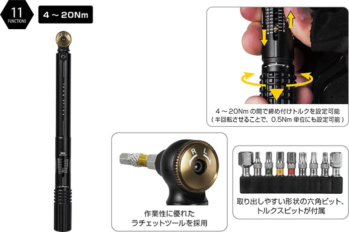 Amazon | TOPEAK(トピーク) トルク スティック 六角ビット：3,4,5mm ・トルクスビット: T20,T25/ 2~10Nm  Torq Stick TOL44600 | トピーク(TOPEAK) | 工具セット