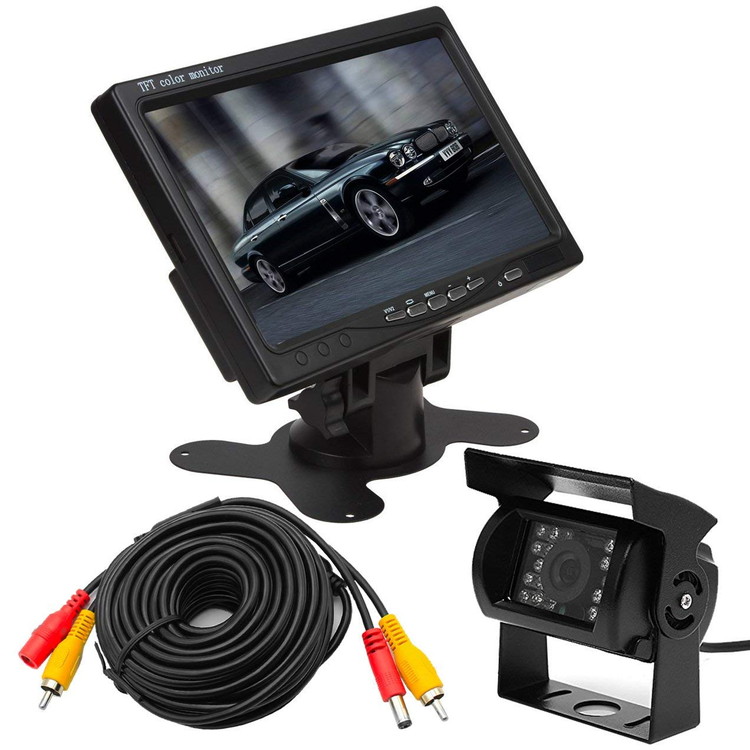 バックカメラセット 暗視対応防水カメラ DC12V/24V車対応 広角120度 トラック専用7インチモニター JL-OMT70SET