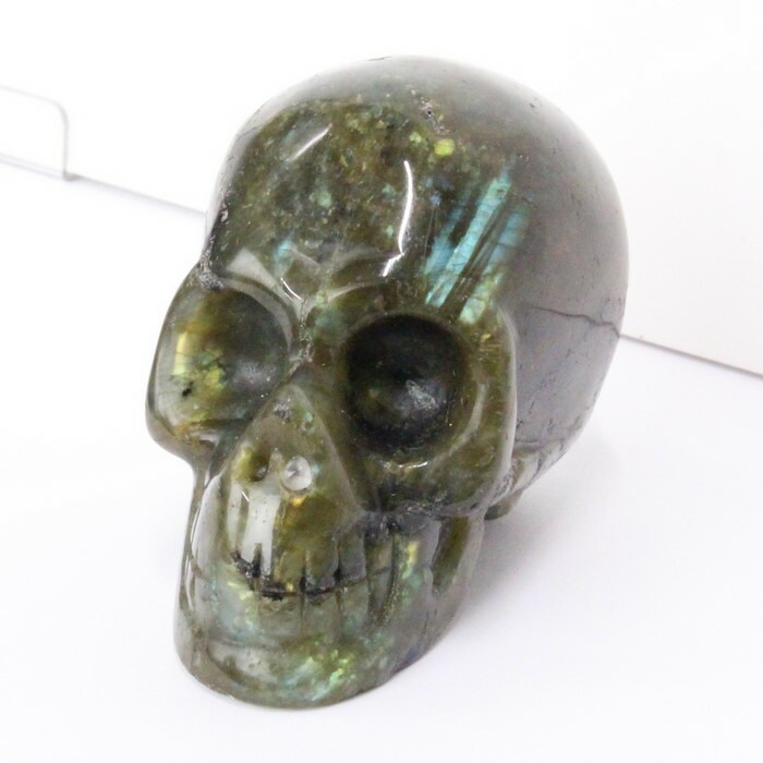 ラブラドライト ドクロ｜Labradorite 曹灰長石 ラブラドライト【原石 Gemstone 彫刻 スカル 頭蓋骨 しゃれこうべ Scull Skeleton 置物 スケルトン 髑髏 ドクロ】メンズ レディース パワーストーン 天然石 海外直輸入価格 ラブラドライト【ポイント割引商品】