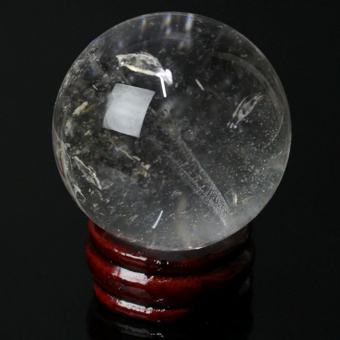 ✳️専用‼️ロッククリスタル 天然水晶 本水晶 無垢水晶 丸玉 天然石 原石 右巻き 天然水晶玉AAA ロッククリスタル 77mm（2.54寸） 637.9g 木製