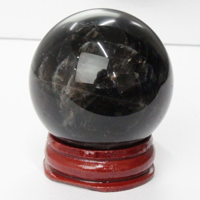 楽天市場】モリオン 黒水晶 丸玉 木製台座付き 直径 78mm 山東省産
