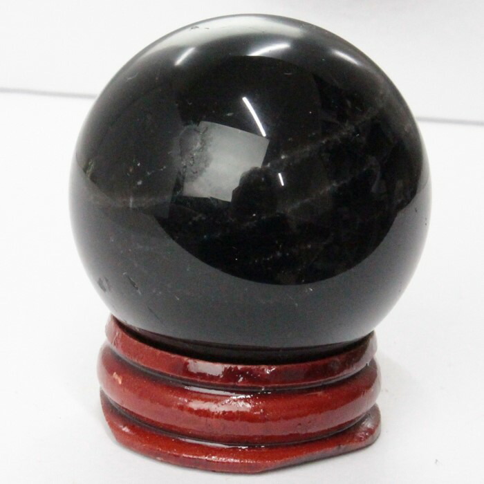 楽天市場】モリオン 黒水晶 丸玉 木製台座付き 直径 78mm 山東省産