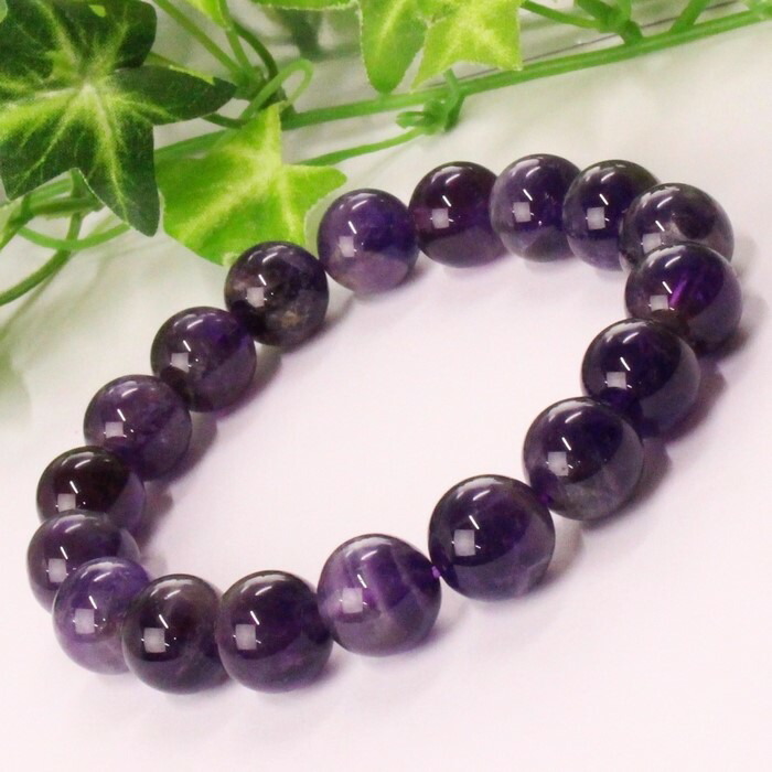 透き通る！綺麗なアメジストのブレスレット！ ラベンダーアメジスト 数珠 ブレスレッド 14mm 17〜19.5cm M〜LL
