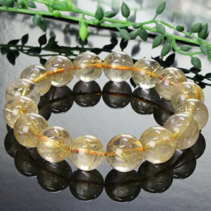 楽天市場】【一点物】【13mm玉】ルチルクォーツ ブレスレット