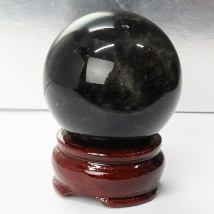 モリオン丸玉　黒水晶　チベット産　魔除け　天然石　鉱物　62mm モリオン丸玉黒水晶チベット産魔除け天然石鉱物62mm