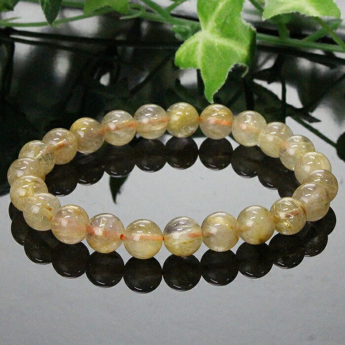 腕輪念珠　ブレスレット　ルチルクォーツ 数珠ブレスレット ルチルクォーツ オニキス - 念珠ドットコム