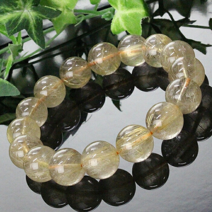 【希少,美品,大玉】ガーデンルチルクォーツ　１４㎜　ブレスレット　金運　仕事運 希少,美品,大玉】ガーデンルチルクォーツ 14㎜ ブレスレット 金運