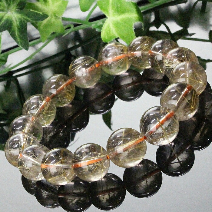 高品質　プラチナルチルクォーツ　仕事運　金運　財運　精神力　天然石 勝負事にに強いパワーストーン 黒針水晶 仕事運