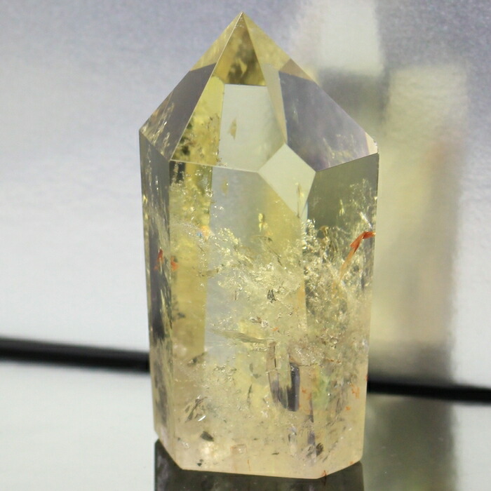 天然シトリン六角柱　ファントムクォーツ　置物　パワーストーン 楽天市場】シトリン ポイント レインボー ファントム 六角柱ブラジル産