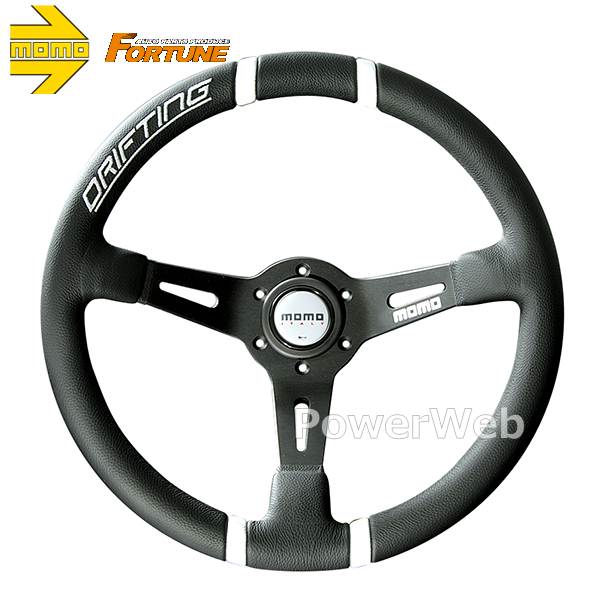 MOMO DRIFTING 35φ 85mm DEEP ホワイトステッチ ブラックレザー/ブラックスポーク ステアリング 28,178円