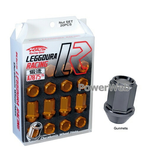 [KIN1G] KYO-EI レデューラレーシング ナットセット 35mm M12&times;P1.5 19HEX ガンメタ テーパー60&deg; 全長:35mm 入数:20個｜パワーウェブ２号店