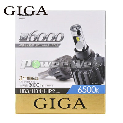 [BW532] GIGA / S6000 6500K HB3/HB4/HIR2 LEDヘッド&フォグバルブ