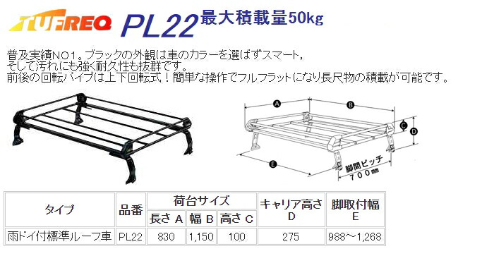 セールSALE％OFF PL22 精興工業 TUFREQ タフレック ルーフキャリア Pシリーズ 4本脚 スズキ ジムニー S45.4〜H10.10 SJ30  JA JB 標準ルーフ 沖縄県 離島 発送不可 fucoa.cl