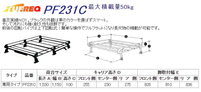 最大67%OFFクーポン PF231C 精興工業 TUFREQ タフレック ルーフキャリア Pシリーズ 6本脚 トヨタ カローラフィールダー  H24.5〜 NZE161G 164G ZRE162G NKE165G ルーフレ-ル無車 ルーフモール シルバー塗装 付車除く 沖縄県 離島 発送不可  fucoa.cl