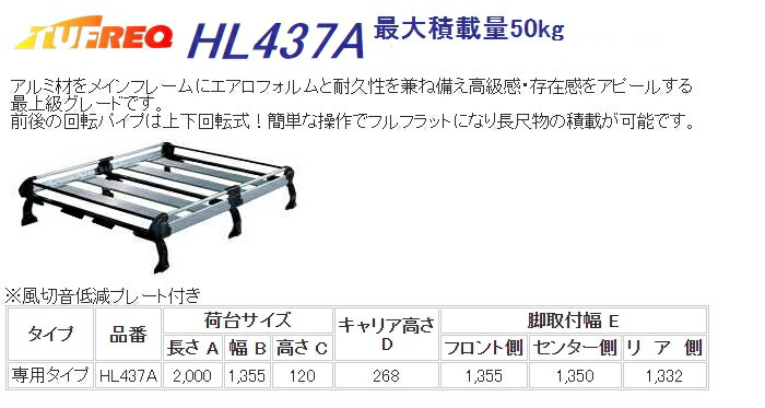 まとめ買い特価 HL437A 精興工業 TUFREQ タフレック ルーフキャリア Hシリーズ 6本脚 スズキ エブリィ H27.2〜 DA17V  DA17W 標準ルーフ 沖縄県 離島 発送不可 qdtek.vn