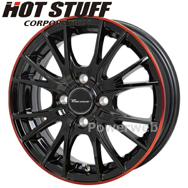 [ホイールのみ単品4本セット] Precious HM-1 V-II 14インチ&times;4.5J PCD：100 穴数：4 インセット：45 ブラック＆レッドクリア(BK/RC) HOT STUFF｜パワーウェブ２号店